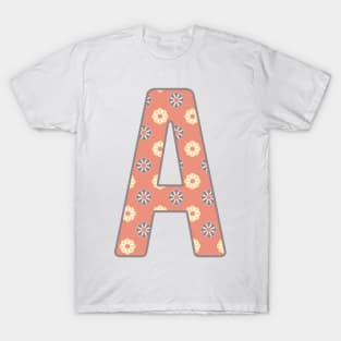 MONOGRAM LETTER A PINK FLORAL TYPOGRAPHY DESIGN T-Shirt